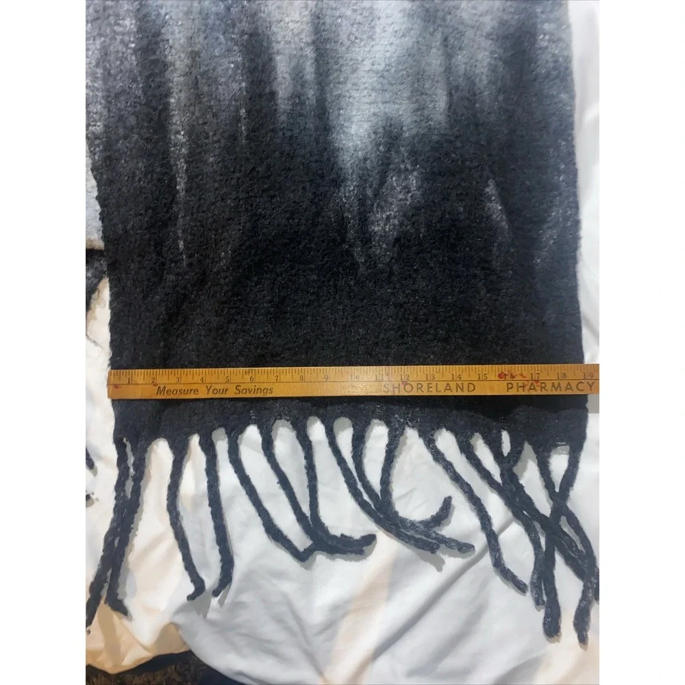 Y2K Chunky Scarf Steve Madden Black To Gray Tie Dye Ombre Over 6' Long‎